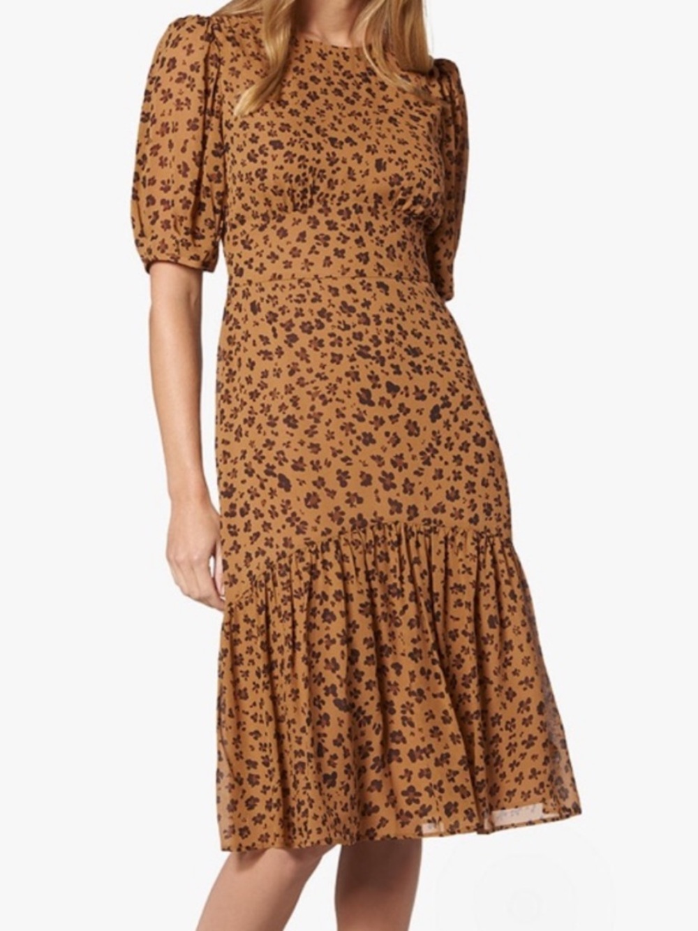 LK Bennett Alexa Midi Dress Silk Animal Leopard Print 12